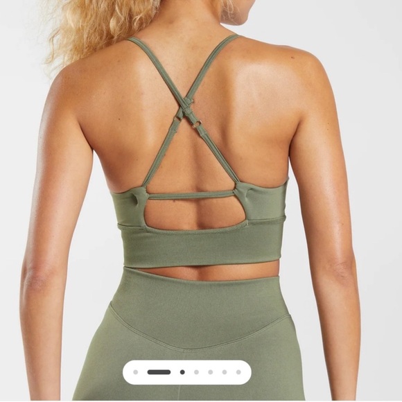 Gymshark Sweat Seamless Longline Sports Bra Olive Green Small - Picture 6 of 6
